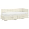 Cadre de lit d'angle avec matelas 2 pcs Crème Velours 542636542636