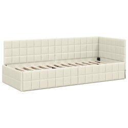 Cadre de lit d'angle avec matelas 2 pcs Crème Velours 542636542636