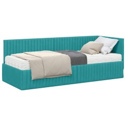 Cadre de lit d'angle avec matelas 2 pcs Turquoise Velours 542638542638