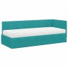 Cadre de lit d'angle avec matelas 2 pcs Turquoise Velours 542638542638