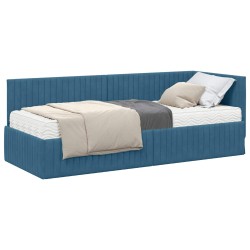 Cadre de lit d'angle avec matelas 2 pcs Bleu Velours 542647542647
