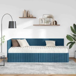 Cadre de lit d'angle avec matelas 2 pcs Bleu Velours 542647542647