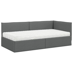 Cadre de lit d'angle avec matelas 2 pcs Gris Velours 542648542648