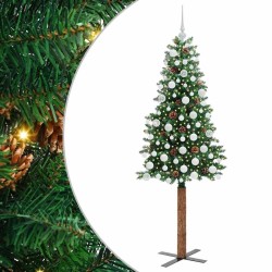 Sapin de Noël mince Vert 180 cm PVC et bois de pin massif 542649542649