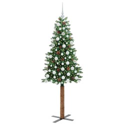 Sapin de Noël mince Vert 180 cm PVC et bois de pin massif 542649542649