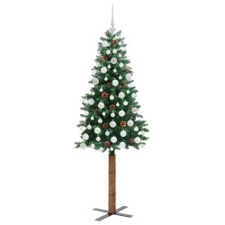 Sapin de Noël mince Vert 180 cm PVC et bois de pin massif 542649542649