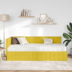 Cadre de lit d'angle avec matelas 2 pcs Jaune Velours 542651542651