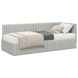 Cadre de lit d'angle avec matelas 2 pcs Gris clair Velours 542654542654