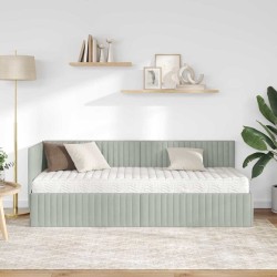 Cadre de lit d'angle avec matelas 2 pcs Gris clair Velours 542654542654
