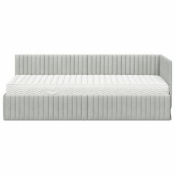 Cadre de lit d'angle avec matelas 2 pcs Gris clair Velours 542654542654