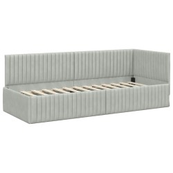 Cadre de lit d'angle avec matelas 2 pcs Gris clair Velours 542654542654