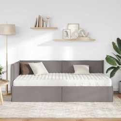 Cadre de lit d'angle avec matelas 2 pcs Taupe Velours 542657542657