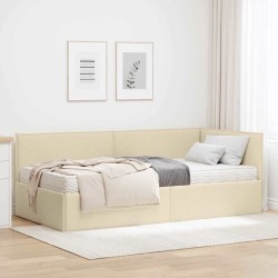 Cadre de lit d'angle avec matelas 2 pcs Crème Velours 542658542658