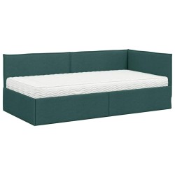 Cadre de lit d'angle avec matelas 2 pcs Vert Velours 542659542659