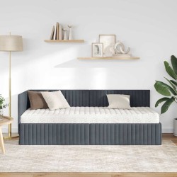 Cadre de lit d'angle avec matelas 2 pcs Gris Velours 542663542663