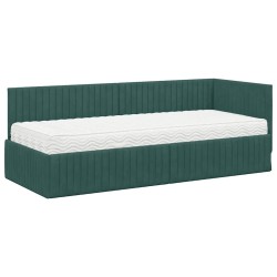 Cadre de lit d'angle avec matelas 2 pcs Vert Velours 542665542665