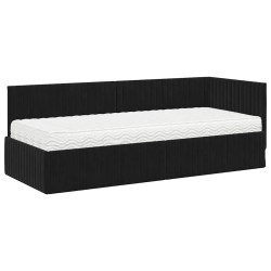 Cadre de lit d'angle avec matelas 2 pcs Noir Velours 542667542667