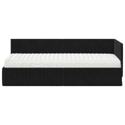 Cadre de lit d'angle avec matelas 2 pcs Noir Velours 542667542667