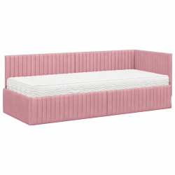 Cadre de lit d'angle avec matelas 2 pcs Gris Velours 542668542668