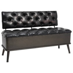 Banc de rangement avec dossier 110 cm Noir Similicuir 542669542669