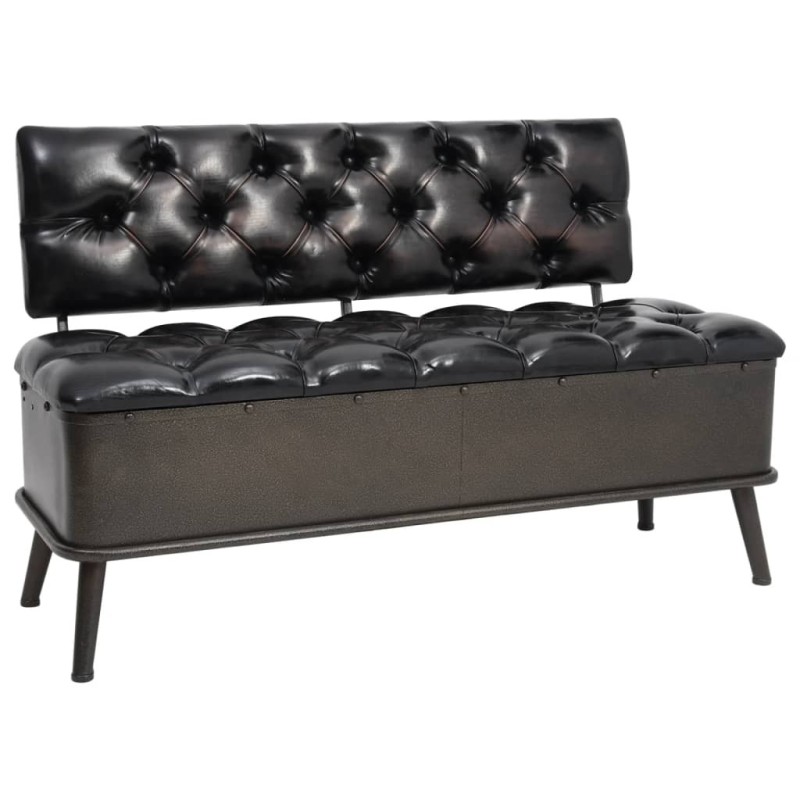Banc de rangement avec dossier 110 cm Noir Similicuir 542669542669