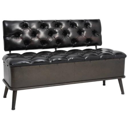 Banc de rangement avec dossier 110 cm Noir Similicuir 542669542669