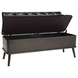 Banc de rangement avec dossier 110 cm Noir Similicuir 542669542669