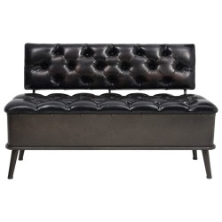 Banc de rangement avec dossier 110 cm Noir Similicuir 542669542669