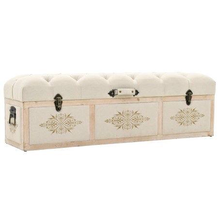 Banc de rangement 110 cm Crème Bois de sapin massif et tissu 542670542670