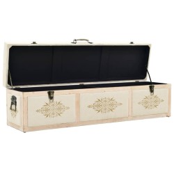 Banc de rangement 110 cm Crème Bois de sapin massif et tissu 542670542670