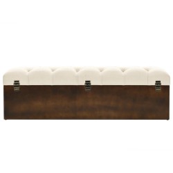 Banc de rangement 110 cm Crème Bois de sapin massif et tissu 542670542670