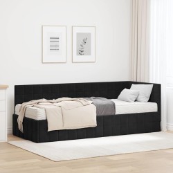 Cadre de lit d'angle avec matelas 2 pcs Noir Velours 542675542675