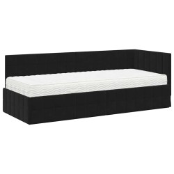 Cadre de lit d'angle avec matelas 2 pcs Noir Velours 542675542675