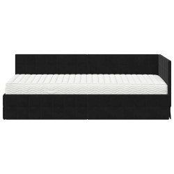 Cadre de lit d'angle avec matelas 2 pcs Noir Velours 542675542675