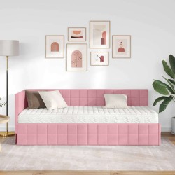 Cadre de lit d'angle avec matelas 2 pcs Gris Velours 542676542676