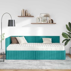 Cadre de lit d'angle avec matelas 2 pcs Turquoise Velours 542687542687