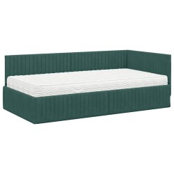 Cadre de lit d'angle avec matelas 2 pcs Vert Velours 542691542691