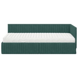 Cadre de lit d'angle avec matelas 2 pcs Vert Velours 542691542691