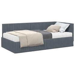 Cadre de lit d'angle avec matelas 2 pcs Gris Velours 542704542704