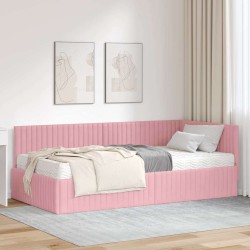 Cadre de lit d'angle avec matelas 2 pcs Gris Velours 542705542705