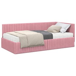 Cadre de lit d'angle avec matelas 2 pcs Gris Velours 542705542705