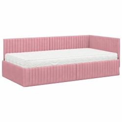 Cadre de lit d'angle avec matelas 2 pcs Gris Velours 542705542705