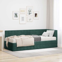 Cadre de lit d'angle avec matelas 2 pcs Vert Velours 542706542706