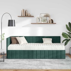 Cadre de lit d'angle avec matelas 2 pcs Vert Velours 542706542706