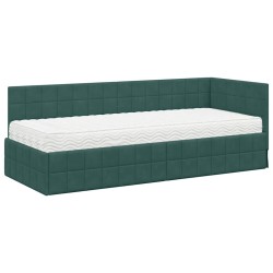 Cadre de lit d'angle avec matelas 2 pcs Vert Velours 542706542706