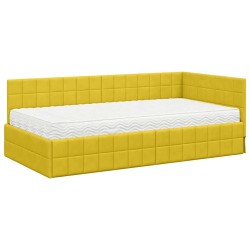 Cadre de lit d'angle avec matelas 2 pcs Jaune Velours 542707542707