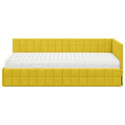 Cadre de lit d'angle avec matelas 2 pcs Jaune Velours 542707542707