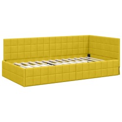 Cadre de lit d'angle avec matelas 2 pcs Jaune Velours 542707542707