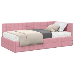 Cadre de lit d'angle avec matelas 2 pcs Gris Velours 542708542708