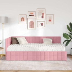 Cadre de lit d'angle avec matelas 2 pcs Gris Velours 542708542708